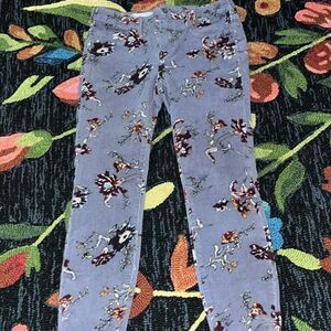 Pilcro and the Letterpress High rise Skinny Leg Grey Floral Corduroy Pants Size